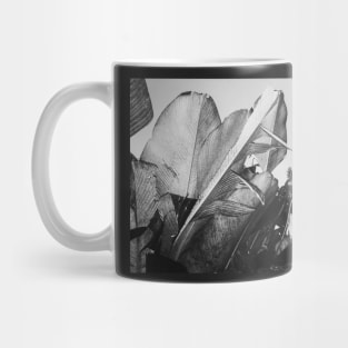 Tropical Palm Leaves in Black and White Mug